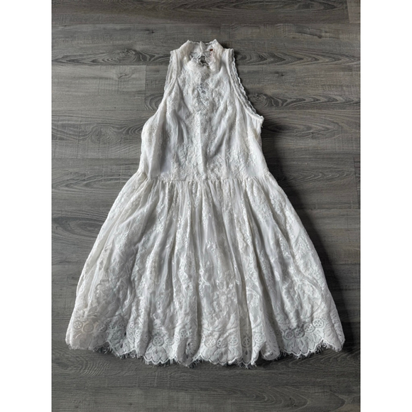 Boho Lace Hi Low Maxi Dress Ivory Cottagecore Romantic Festival EUC No Tags - Picture 8 of 11